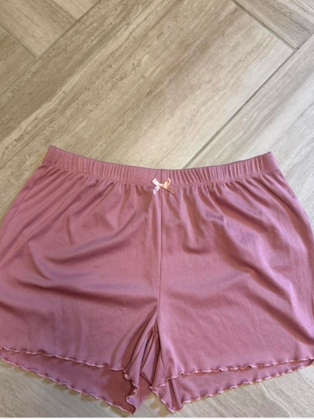 2 Pairs of BCBGMaxAzria Dusty Pink And Coral Ribbed Lounge Shorts